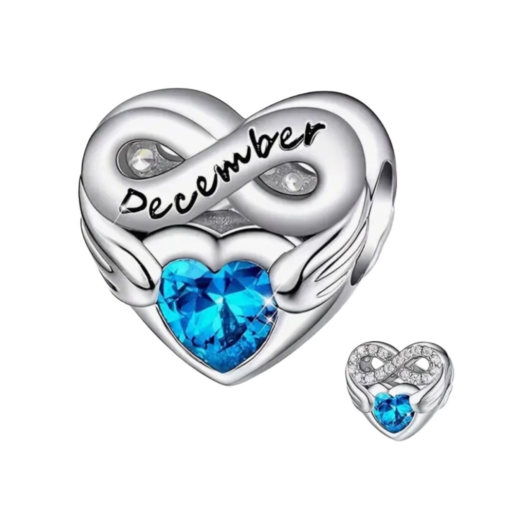 🌺 December Birthstone Heart Charm Pandora Style